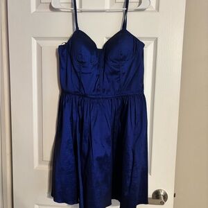 Elegant Blue Satin Dress